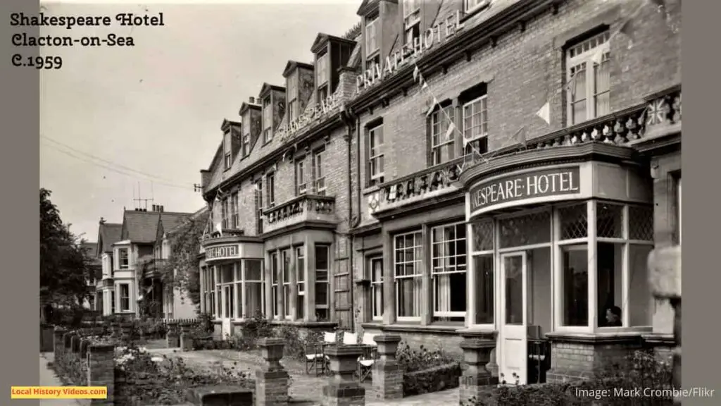 Old photo postcard of the Shakespeare Hotel at Clacton-on-Sea, circa 1959