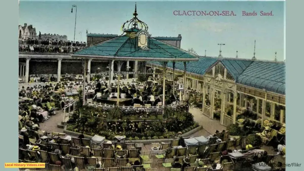 Old photo postcard of the Sunken Bandstand, Clacton-on-Sea, Essex