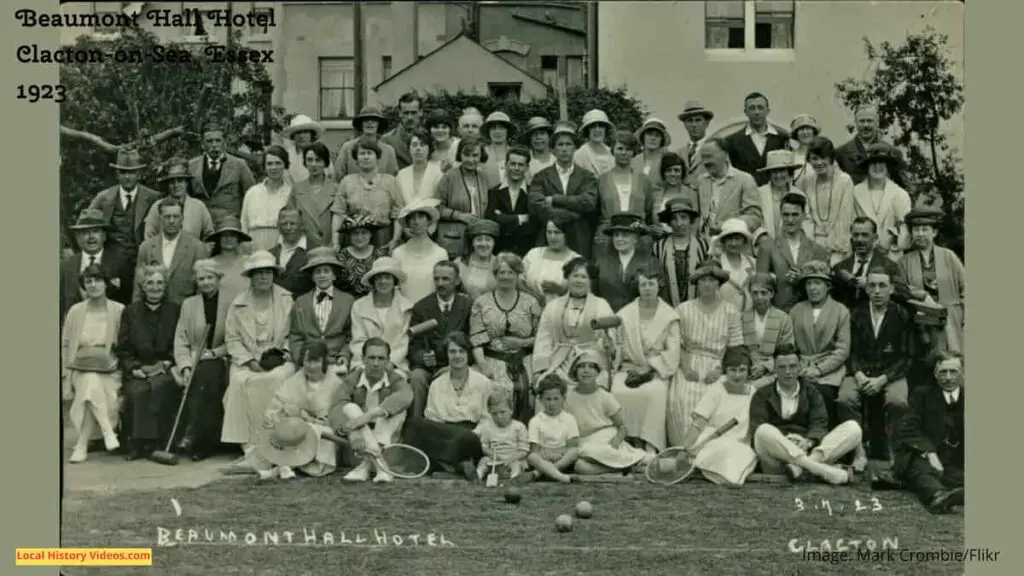 Old photo postcard taken at the Beaumont Hall Hotel in Clacton-on-Sea, circa 1923