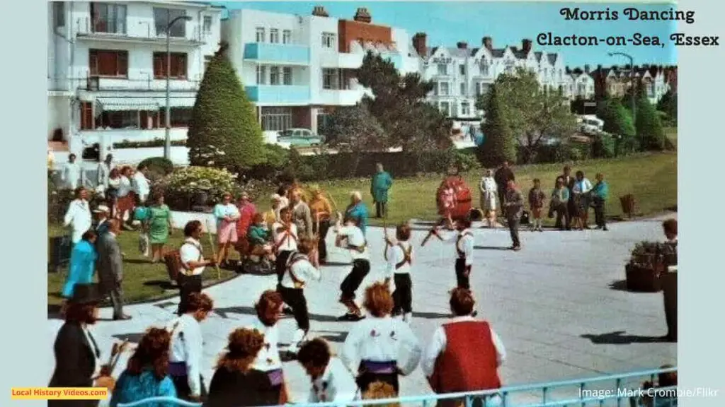 Vintage photo postcard of morris dancers at Clacton-on-Sea, Essex