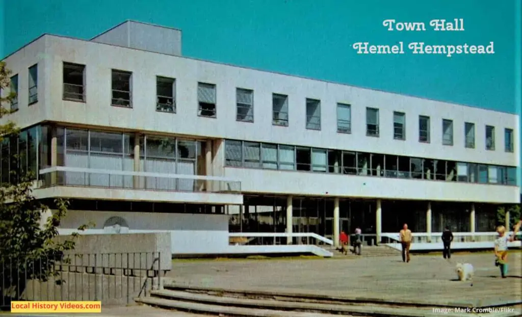 Old photo postcard of the Town Hall in Hemel Hempstead, Hertfordshire, England