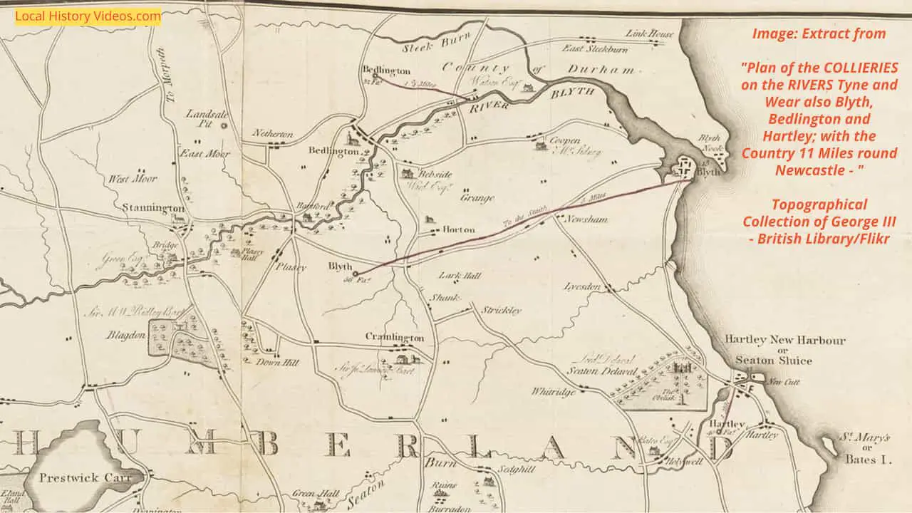 Old map of Northumberland Collieries showing Bedlington, Northumberland, England