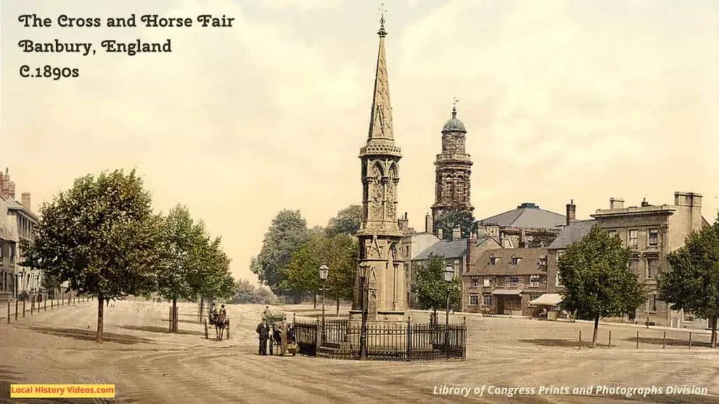 Old photo of the Cross and Horse Fair at Banbury, Oxfordshire, England