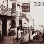 Old photo of the New Inn at Clovelly, Devon, England, circa 1880