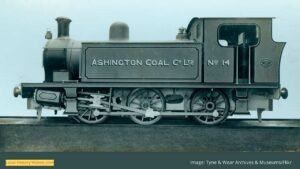 View of a side tank locomotive, one of two ordered by Ashington Coal Company in 1919