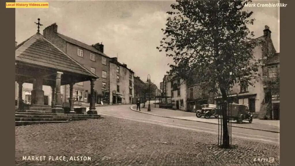 Vintage postcard of the Market Place at Alston, Cumbria, England