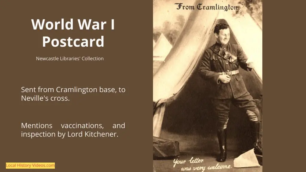 WW1 postcard sent from Cramlington in Northumberland