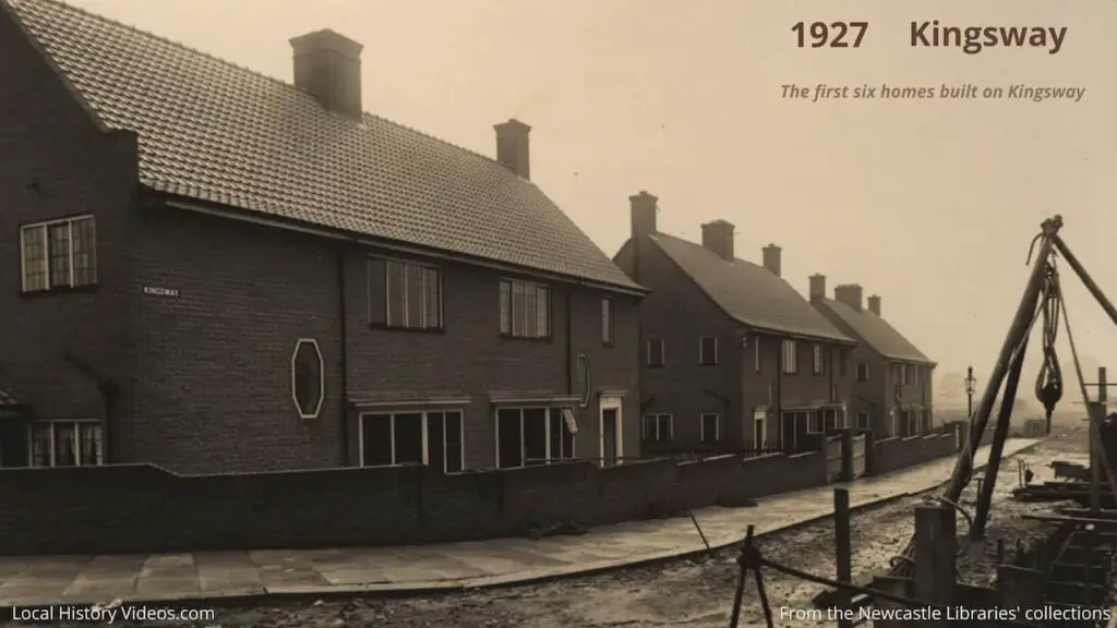 1927 photo of the first six homes built on Kingsway, Fenham, Newcastle upon Tyne