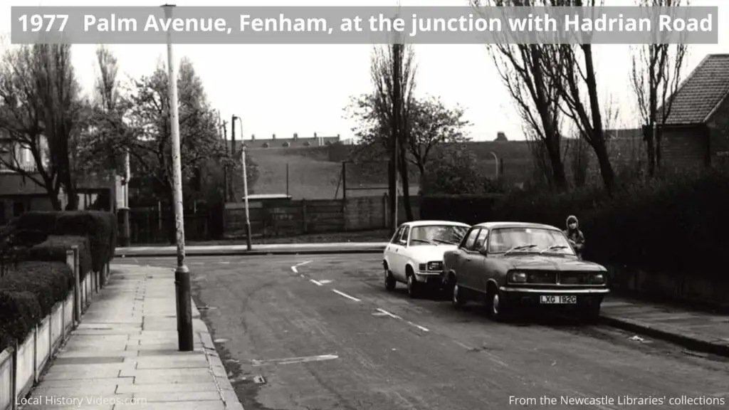 1977 photo of the junction of Palm Avenue and Hadrian Road, Fenham, Newcastle upon Tyne