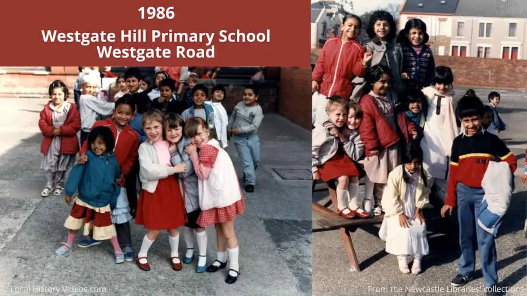 1986 photo of children at Westgate Hill Primary School, Westgate Road, Newcastle upon Tyne