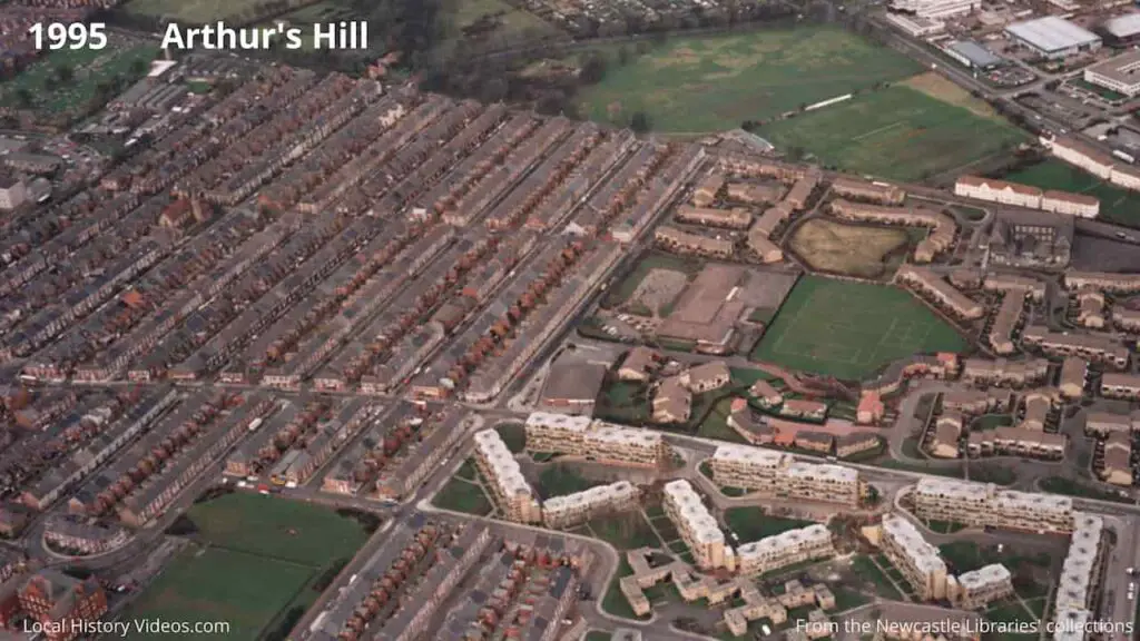 Aerial photo of Arthur's Hill, Newcastle upon Tyne, in 1995