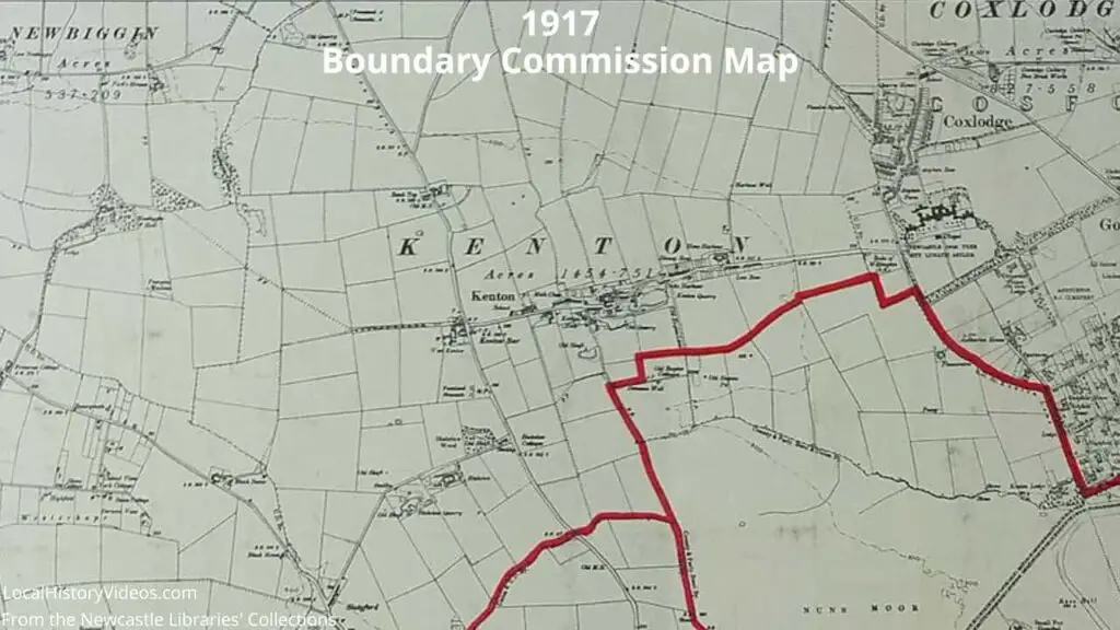 Boundary Commission Map of 1917, showing Kenton, Coxlodge, and Newbiggin