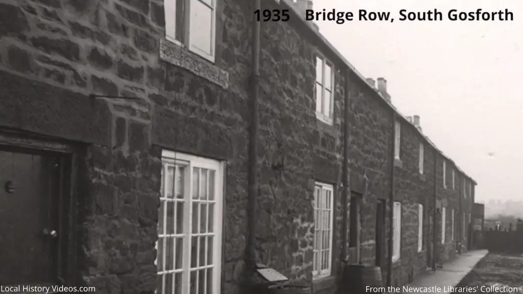 Closeup of an old photo of Bridge Row, South Gosforth, Newcastle upon Tyne, in 1935