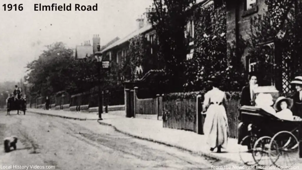 Closeup of an old photo of Elmfield Road, Newcastle upon Tyne, in 1916