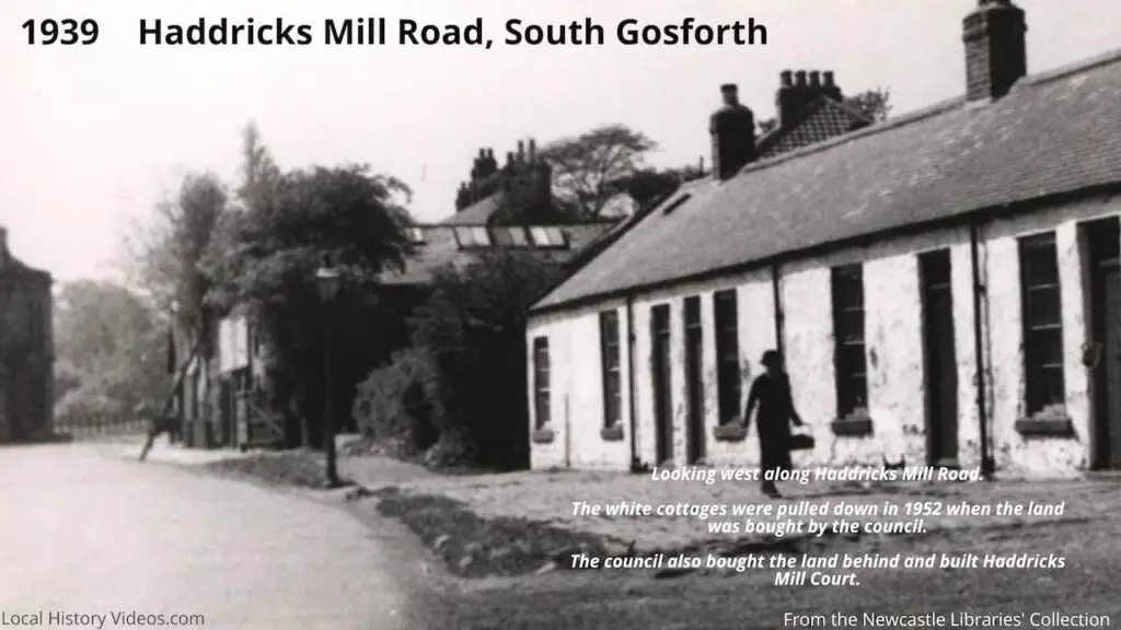 Closeup of an old photo of Haddricks Mill Road, South Gosforth, in 1939