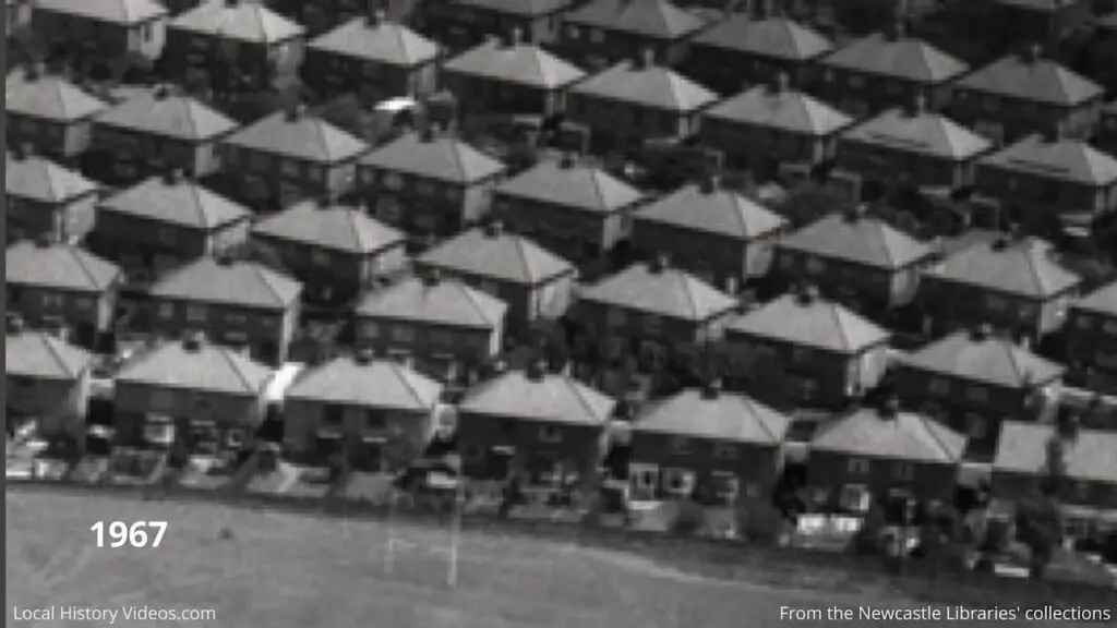 Closeup of housing from an old photo of Rutherford Grammar School, Newcastle upon Tyne, in 1967