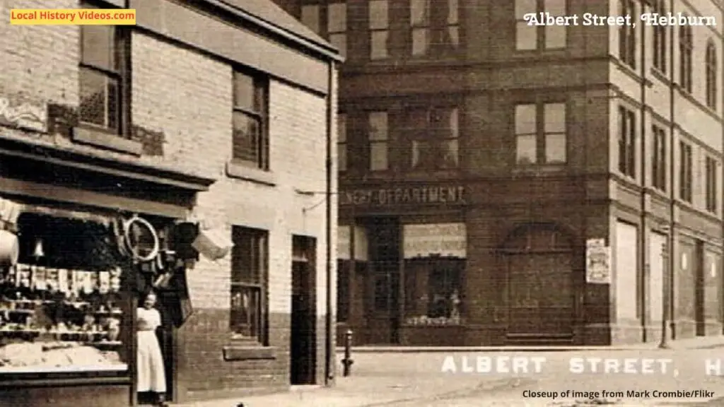 Closeup of vintage postcard of Albert Street, Hebburn, Tyne & Wear, England