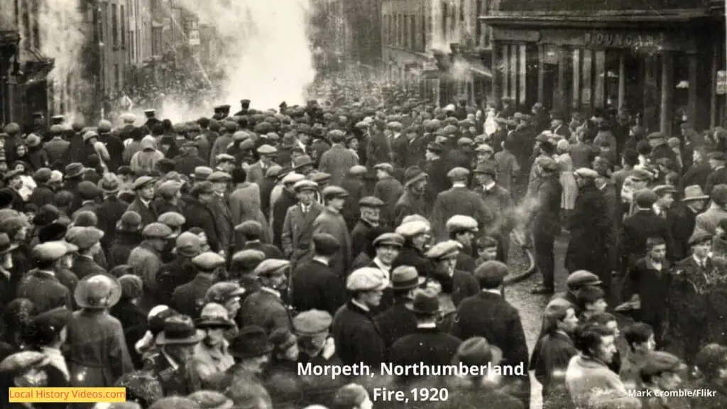 Fire in Morpeth, Northumberland, England, in 1920