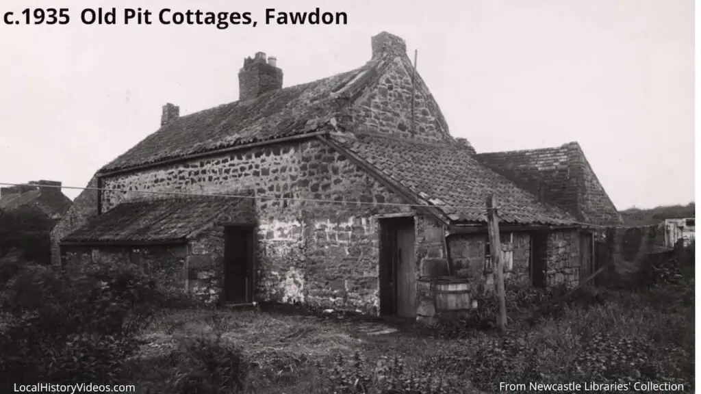 Old Pit Cottages in Fawdon, Newcastle upon Tyne, circa 1935