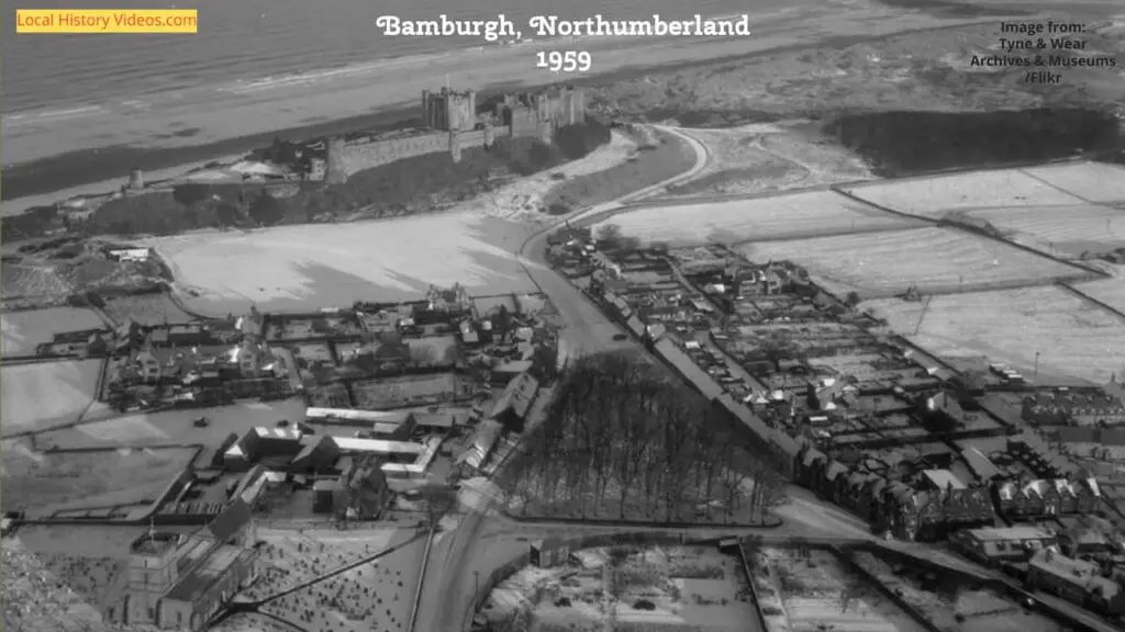 Old photo of Bamburgh, Northumberland, England, in 1959