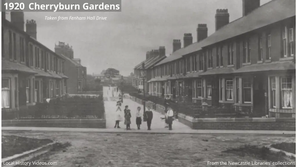 Old photo of Cherryburn Gardens, Fenham, Newcastle upon Tyne, in 1920