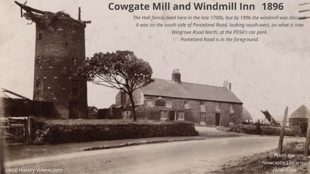 Old photo of Cowgate Mill and the Windmill Inn, Cowgate, Newcastle upon Tyne, in 1896