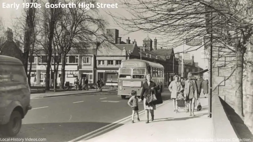 Old photo of Gosforth High Street in the 1970s, opposite Barclays Bank