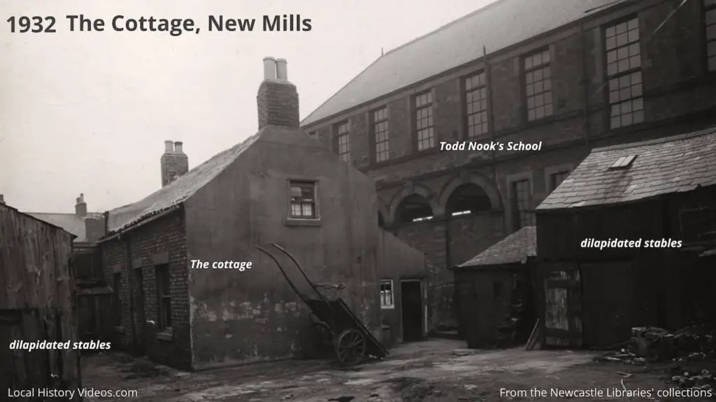 Old photo of The Cottage and Todd Nook's School, New Mills, Newcastle upon Tyne