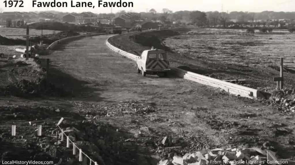Old photo of construction at Fawdon Lane, Fawdon, Newcastle upon Tyne, in 1972