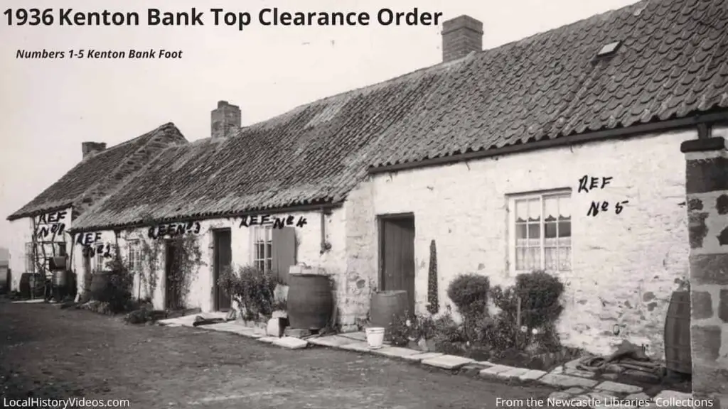 Old photo of five cottages identified for clearance at Kenton Bank Top, Newcastle upon Tyne