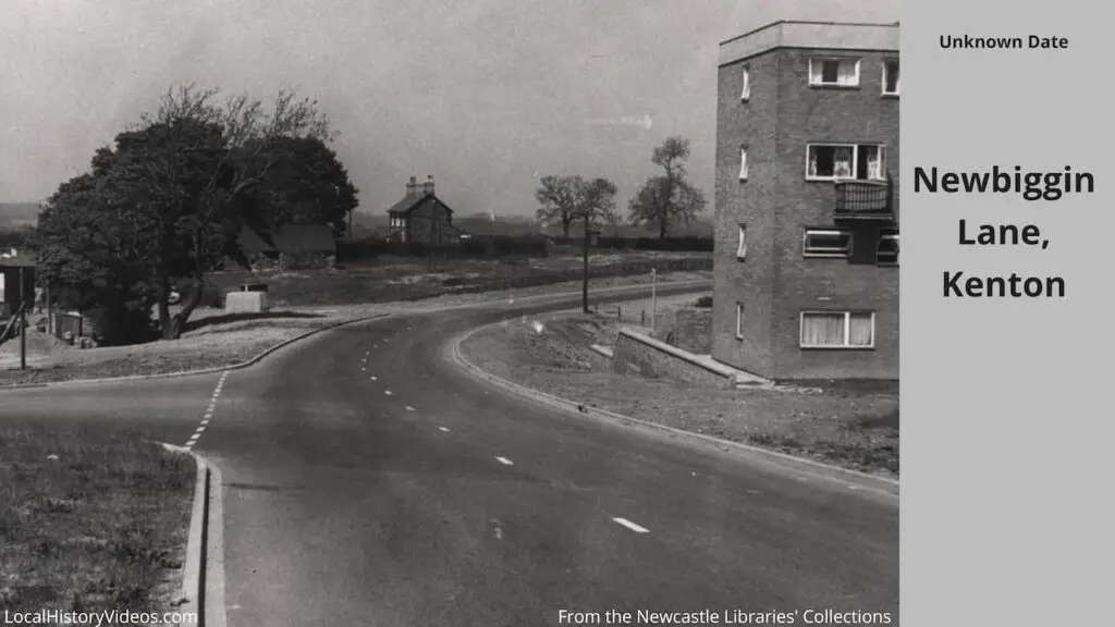 Old photo of flats and houses along Newbiggin Lane in Kenton, Newcastle upon Tyne