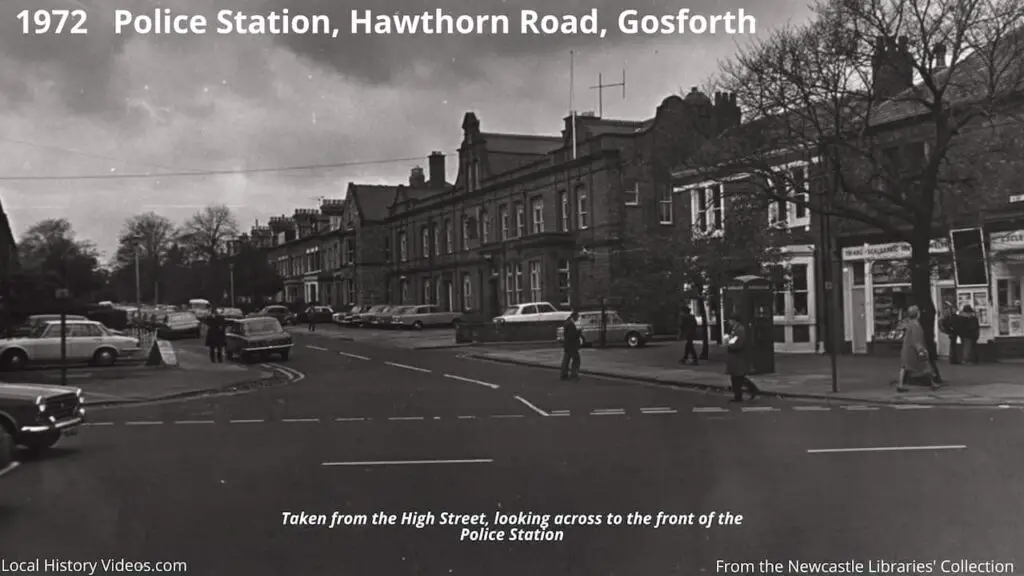 Old photo of the Gosforth Police Station and the junction of Hawthorn Road, in 1972