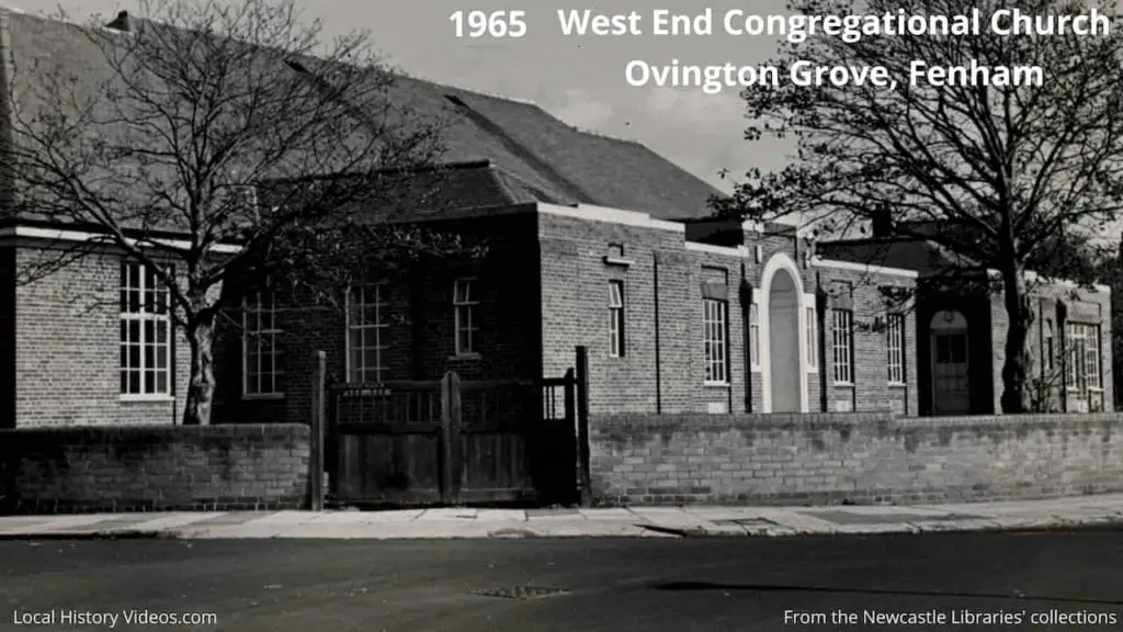 Old photo of the West End Congregational Church, Ovington Grove, Fenham, Newcastle upon Tyne, in 1965
