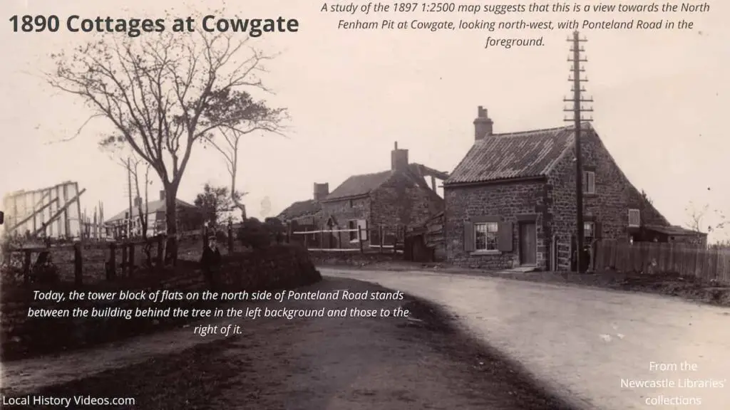 Old photo of the cottages at Cowgate, Newcastle upon Tyne, in 1890