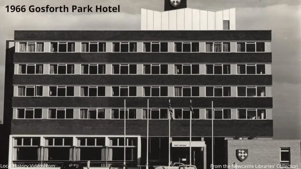 Old photo of the front of the Gosforth Park Hotel, Newcastle upon Tyne, in 1966