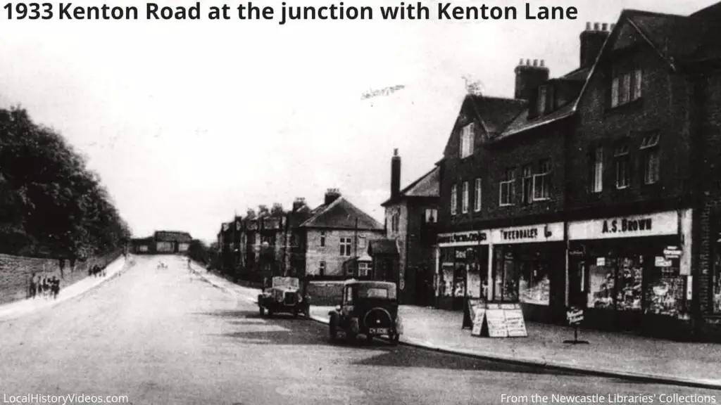 Old photo of the junction of Kenton Lane and Kenton Road in 1933, Newcastle upon Tyne