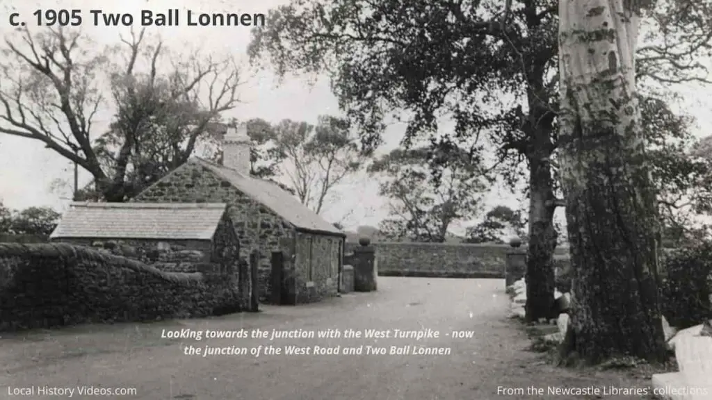 Old photo of the junction of Two Ball Lonnen and the West Turnpike, Fenham, Newcastle upon Tyne, circa 1905
