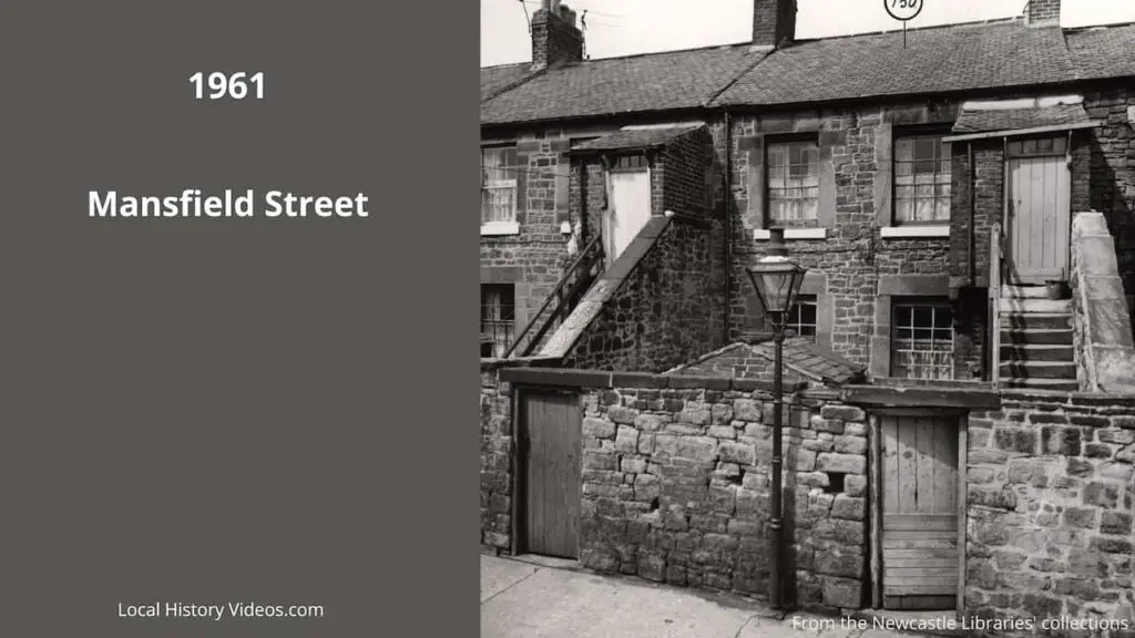 Old photo of the rear of Mansfield Street, Westgate, Newcastle upon Tyne, in 1961, scheduled for demolition