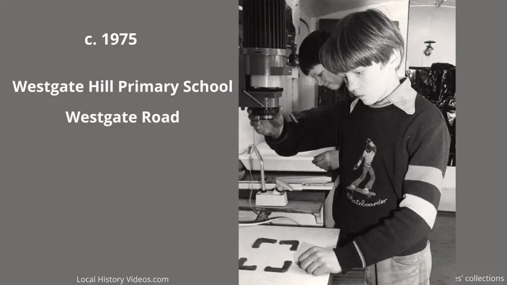 Old photo of two boys at Westgate Hill Primary School, Westgate Road, Newcastle upon Tyne, circa 1975