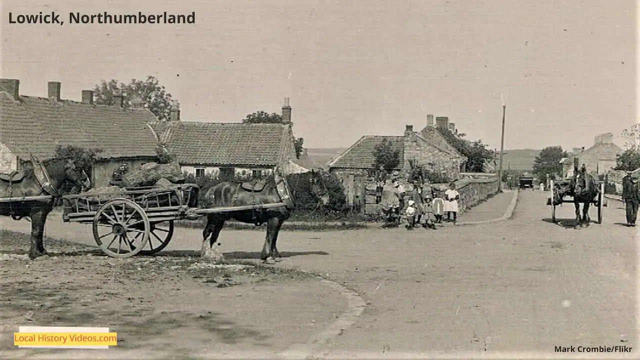 Old photo postcard of Lowick, Northumberland, England