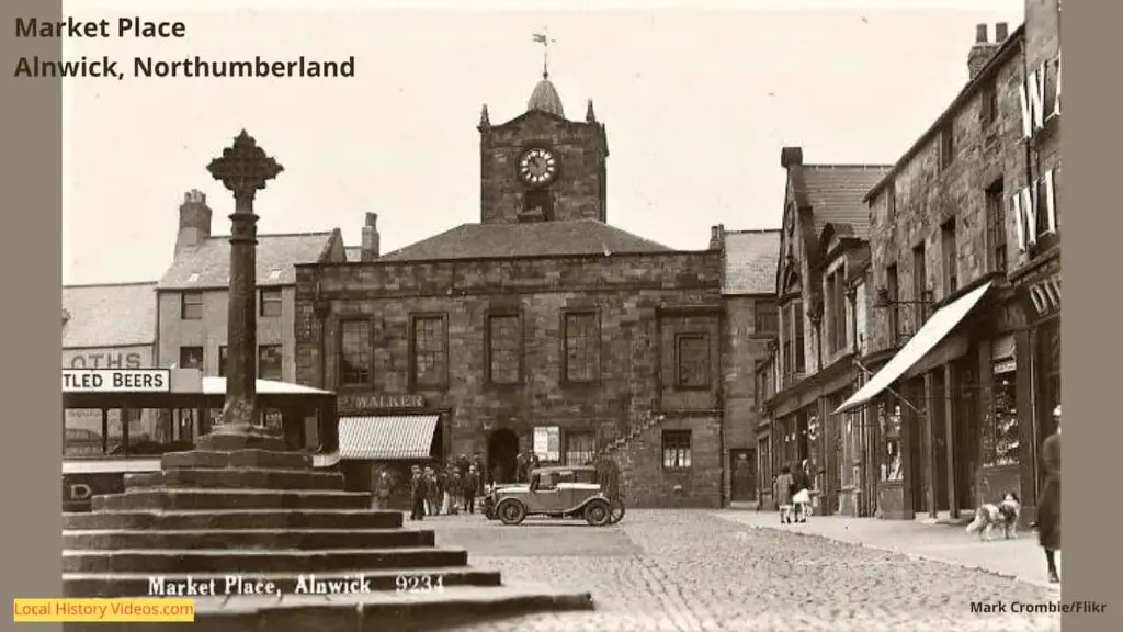 Old photo postcard of Market Place, Alnwick, Northumberland, England