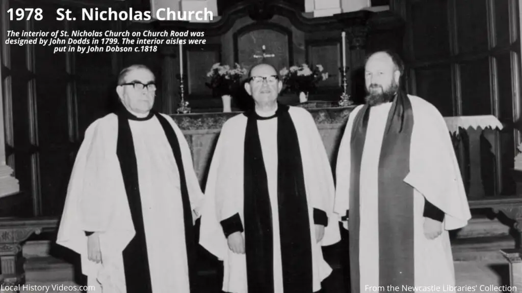 Old photo taken inside St Nicholas' Church in Gosforth in 1978