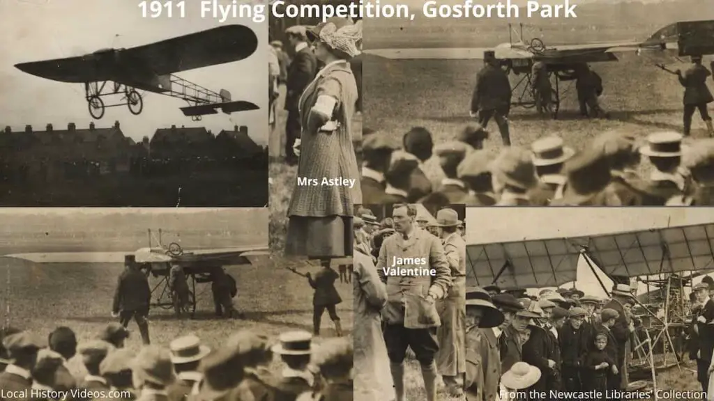 Old photos of the 1911 Flying Competition at Gosforth Park, Newcastle upon Tyne, attended by Mrs Astley and James Valentine