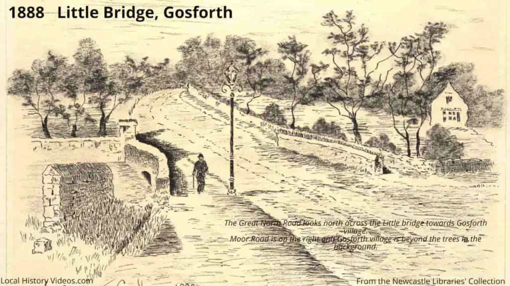 Old picture of Little Bridge, Gosforth, Newcatle upon Tyne, 1888