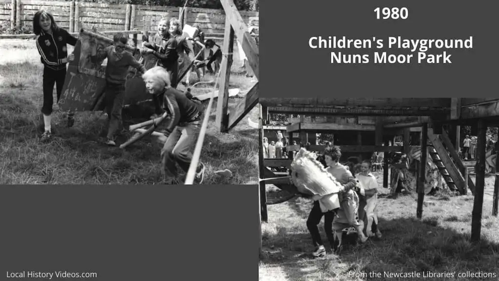 Photo of the children's playground at Nuns Moor Park, Fenham, Newcastle upon Tyne, in 1980