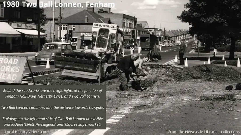 Roadworks on Two Ball Lonnen, Fenham, Newcastle upon Tyne, in 1980