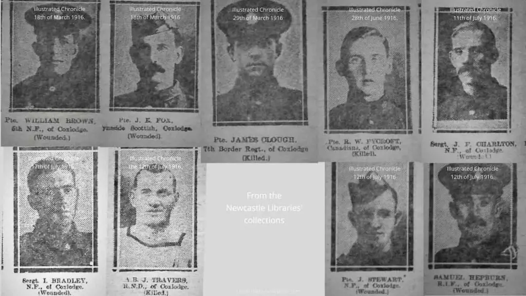 WW1 casualties from Coxlodge, Newcastle upon Tyne, in 1916