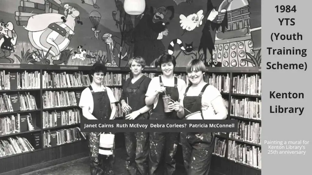 YTS painters at Kenton Library, Newcastle upon Tyne, in 1984