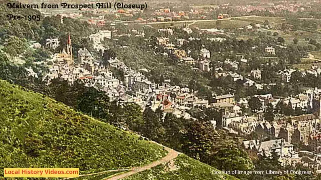 Closeup of an old photo of Malvern, Worcestershire, England, pre 1905