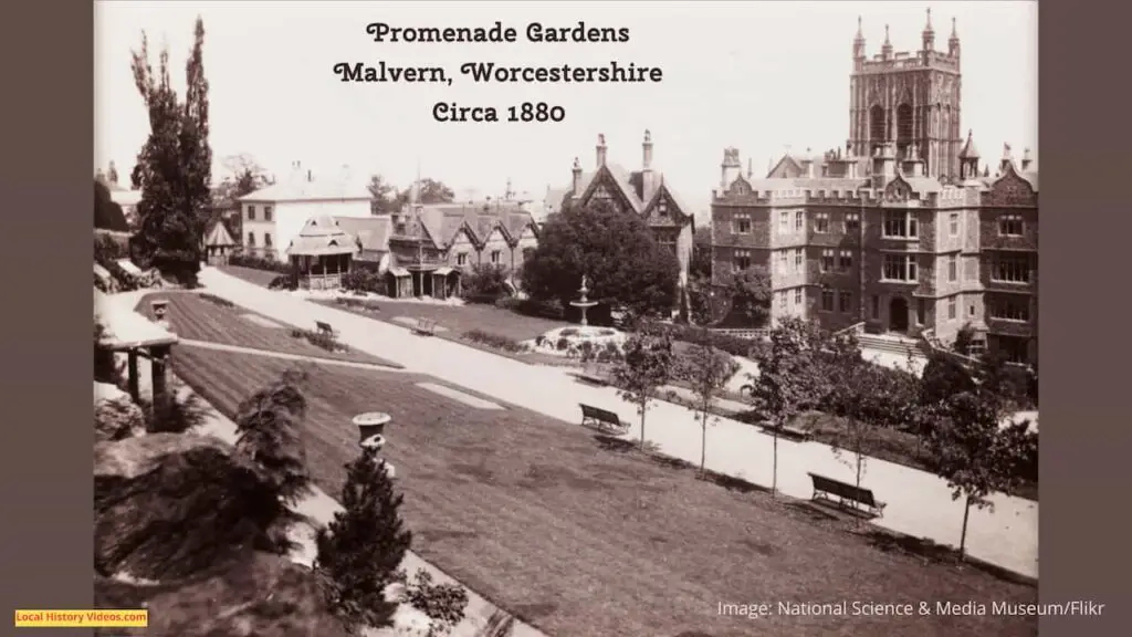 Old photo of Promenade Gardens, Malvern, Worcestershire, circa 1880